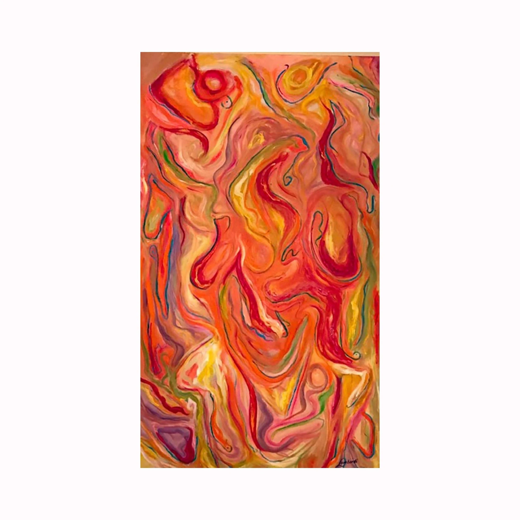 "Take Me There" is an abstract expressionist painting by Texas artist Robert "Bob" Lombardi | Oversized and full of life with red, orange, yellow, pink, and purple | a one-of-a-kind painting with no reproductions | Shop original art by Texas artists at artasemotion.com | Boerne, San Antonio art gallery with original paintings, photography, and more